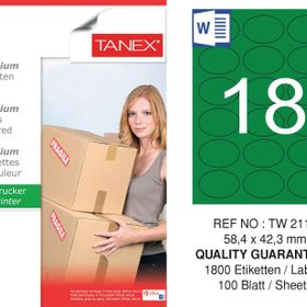 Tanex TW-2118 58.4x42.3 mm 100'lü Yeşil Pastel Laser Etiket
