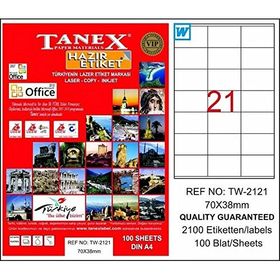 Tanex TW-2121 70x38 mm 100 Adet Laser Etiket