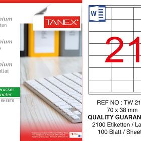 Tanex TW-2121 70x38 mm 100'lü Sökülebilir Etiket