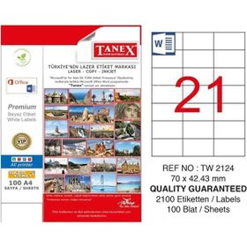 Tanex TW-2124 70x42.43 mm 100 Adet Laser Etiket