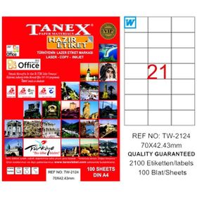 Tanex TW-2124 70x42.43 mm 100 Adet Laser Etiket