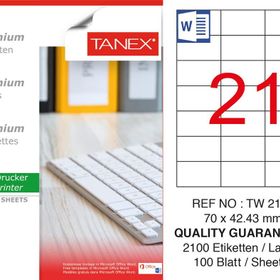 Tanex TW-2124 70x42.43 mm 100'lü Sökülebilir Etiket
