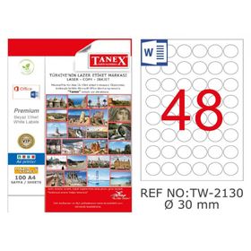 Tanex TW-2130 30 mm 25'li Polyester Etiket
