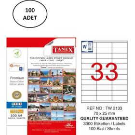 Tanex TW-2133 70x25 mm 100 Adet Lazer Etiket