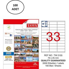 Tanex TW-2133 70x25 mm 100 Adet Lazer Etiket