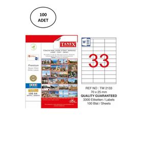 Tanex TW-2133 70x25 mm 100 Adet Lazer Etiket
