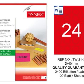 Tanex TW-2140 40 mm 100'lü Kırmızı Floresan Laser Etiket