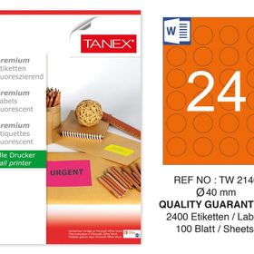 Tanex TW-2140 40 mm 100'lü Turuncu Floresan Laser Etiket