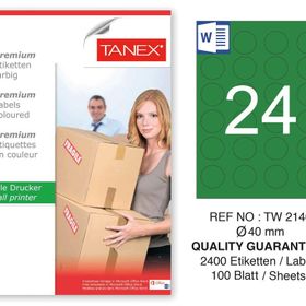 Tanex TW-2140 40 mm 100'lü Yeşil Pastel Laser Etiket