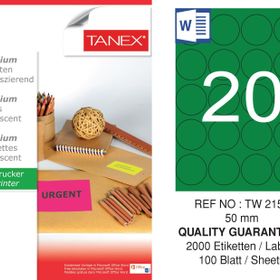 Tanex TW-2150 50 mm 100'lü Yeşil Floresan Laser Etiket