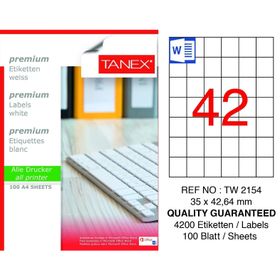 Tanex TW-2154 35x42.64 mm 100'lü Lazer Etiket