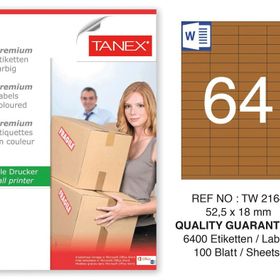 Tanex TW-2164 52.5x18 mm 100'lü Kraft Etiket