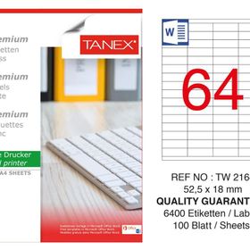 Tanex TW-2164 52.5x18 mm 100'lü Sökülebilir Etiket