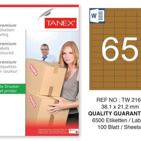 Tanex TW-2165 38.1x21.2 mm 100'lü Kraft Etiket
