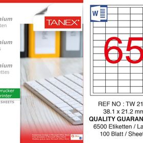 Tanex TW-2165 38.1x21.2 mm 100'lü Sökülebilir Etiket