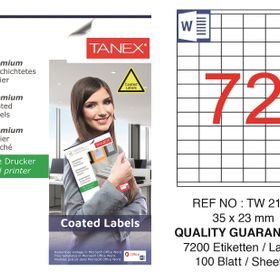 Tanex TW-2172 35x23 mm 100'lü Kuşe Lazer Etiket