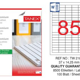 Tanex TW-2180 37x14.25 mm 100'lü Sökülebilir Etiket