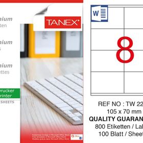 Tanex TW-2208 105x70 mm 100'lü Sökülebilir Etiket