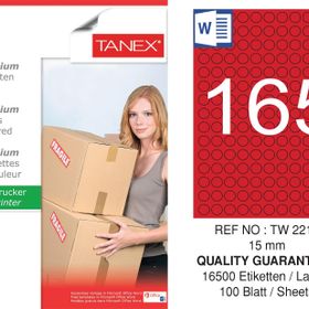 Tanex TW-2215 15 mm 100'lü Kırmızı Pastel Laser Etiket