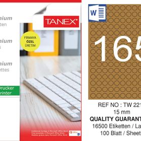 Tanex TW-2215 15 mm 100'lü Kraft Etiket