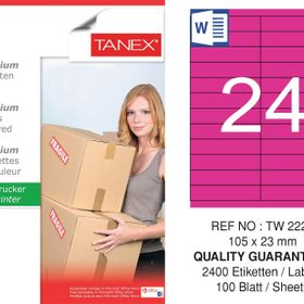 Tanex TW-2224 105x23 mm 100'lü Pembe Pastel Laser Etiket