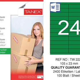 Tanex TW-2224 105x23 mm 100'lü Yeşil Pastel Laser Etiket