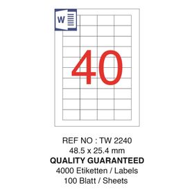 Tanex TW-2240 48.5x25.4 mm 100'lü Beyaz Yazıcı Etiketi