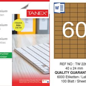 Tanex TW-2260 40x24 mm 100'lü Kraft Etiket