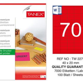 Tanex TW-2270 40x20 mm 100'lü Kırmızı Floresan Laser Etiket