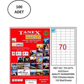 Tanex TW-2270 Premium 40x20 mm 100'lü A4 Lazer Etiket