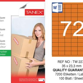 Tanex TW-2272 35x23.3 mm 100'lü Turuncu Pastel Laser Etiket