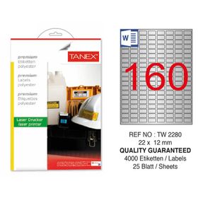Tanex TW-2280 22x12 mm Silver 25 Adet Laser Etiket