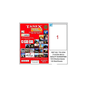 Tanex TW-2294 210x294.86 mm 100 Adet Laser Etiket