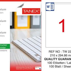 Tanex TW-2294 210x294.86 mm 100'lü Sökülebilir Etiket