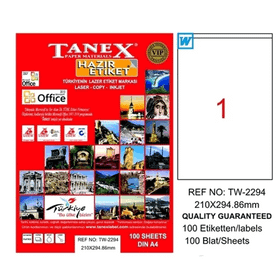 Tanex TW-2294 210x294.86 mm Laser Etiket
