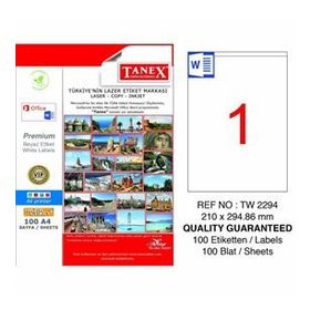 Tanex TW-2294 210x294.86mm Beyaz Sevkiyat ve Lojistik Etiketi