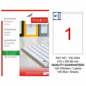 Tanex TW-2294 210x294.86mm Beyaz Sevkiyat ve Lojistik Etiketi