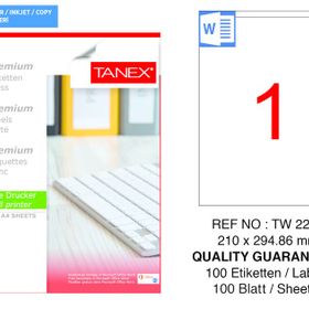 Tanex TW-2294 210x294.86mm Beyaz Sevkiyat ve Lojistik Etiketi