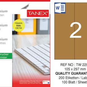 Tanex TW-2297 105x297 mm 100'lü Kraft Etiket