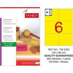 Tanex TW-2303 105x99 mm 100'lü Sarı Pastel Laser Etiket