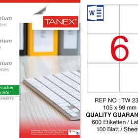 Tanex TW-2303 105x99 mm 100'lü Sökülebilir Etiket