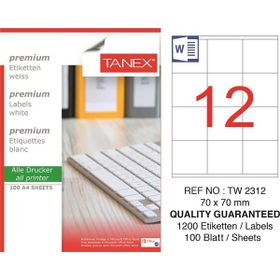 Tanex TW-2312 70x70 mm 100 Adet Laser Etiket