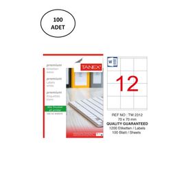 Tanex TW-2312 70x70 mm 100'lü Lazer Etiket