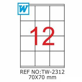 Tanex TW-2312 Laser Etiket 70x70 mm 1200 Adet Etiket