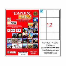 Tanex TW-2312 Laser Etiket 70x70 mm 1200 Adet Etiket
