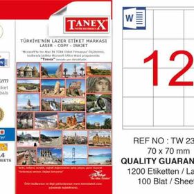 Tanex TW-2312 Laser Etiket 70x70 mm 1200 Adet Etiket