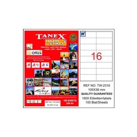 Tanex TW-2316 Laser Etiket 105x36 mm 1600 Adet Etiket