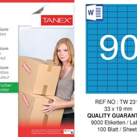 Tanex TW-2319 33x19 mm 100'lü Mavi Pastel Laser Etiket