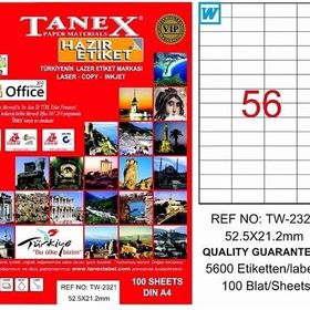 Tanex TW-2321 52.5x21.2 mm 100 Adet Lazer Etiket
