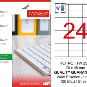 Tanex TW-2324 70x35 mm 100'lü Sökülebilir Etiket